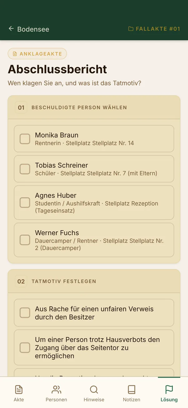 Täter und Motiv wählen